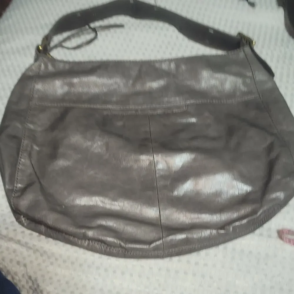 HOBO LEATHER EUC XL LEATHER SERRA GRAY HOBO SHOULDER BAG